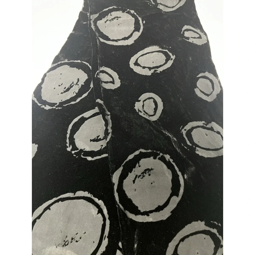 VTG Banana Republic Burnout Velvet Scarf Black‎ 90s Womens Silk Blend Circles